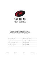 Complaints and Appeals Procedure (exams) Policy October 2025