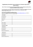 SUPPLEMENTARY FORM FOR PUPIL PREMIUM